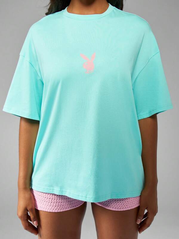 Missguided x Playboy Comfort Graphic Print Oversized T-Shirt