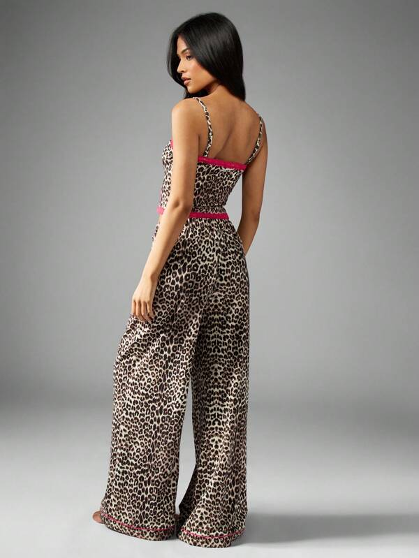 Missguided X Playboy Coordinated Pajama Set With Leopard Print Features Hot Pink Trim