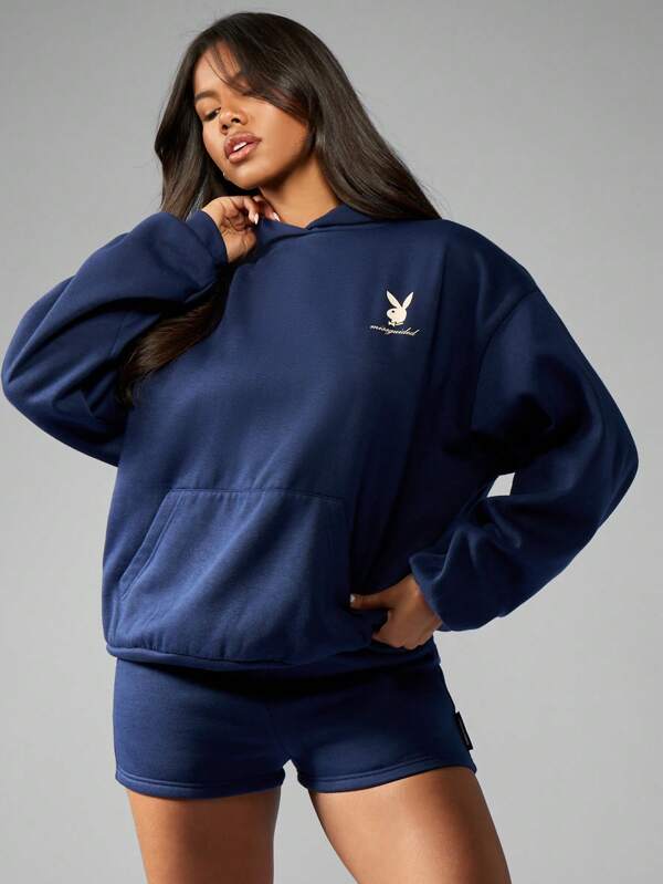 Missguided X Playboy Cozy Oversize Loungewear Sweatshirt Set With Back Graphics