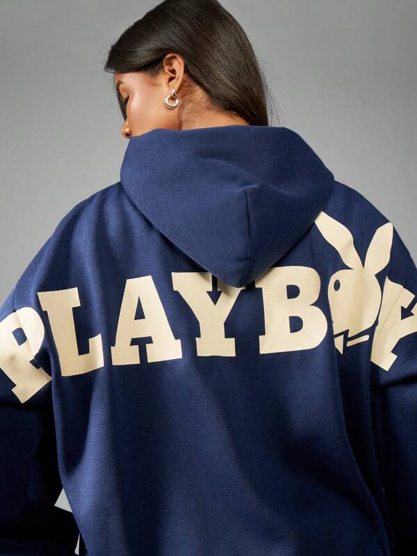 Missguided X Playboy Cozy Oversize Loungewear Sweatshirt Set With Back Graphics