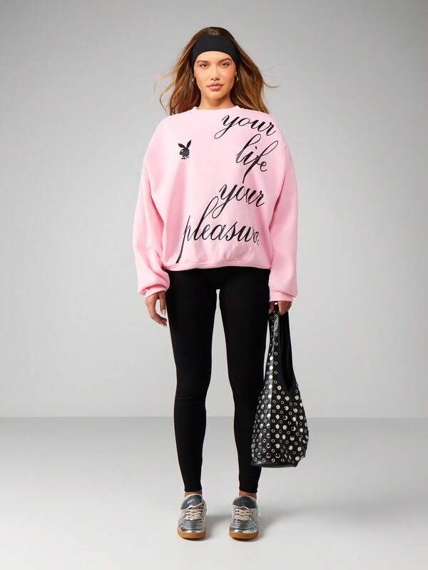 Missguided X Playboy Crew Neck Sweatshirt With Script Print