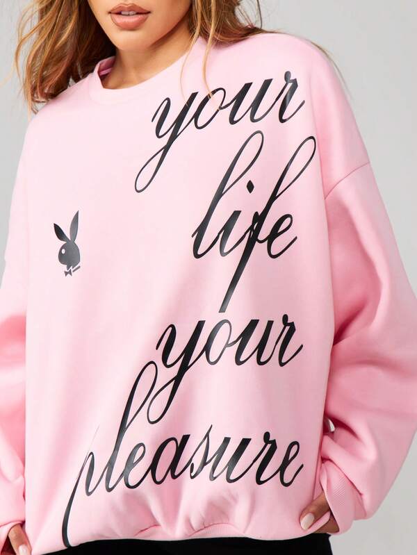 Missguided X Playboy Crew Neck Sweatshirt With Script Print
