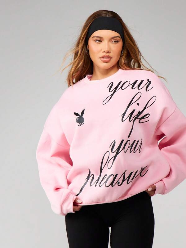 Missguided x Playboy Crew Neck Sweatshirt With Script Print