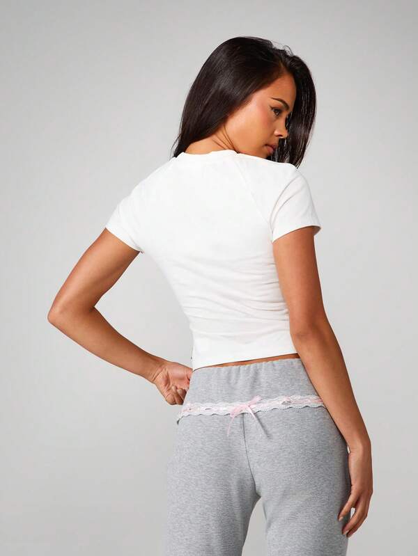 Missguided X Playboy Crew Neck Tee With Pink Logo