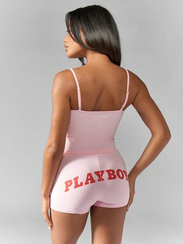 Missguided X Playboy Crop Top And Shorts Two Piece Outfit