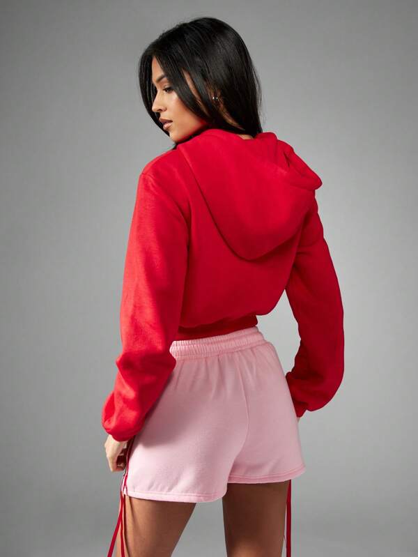 Missguided X Playboy Cropped Athleisure Zip Up Hoodie Sweatshirt With Number Logo