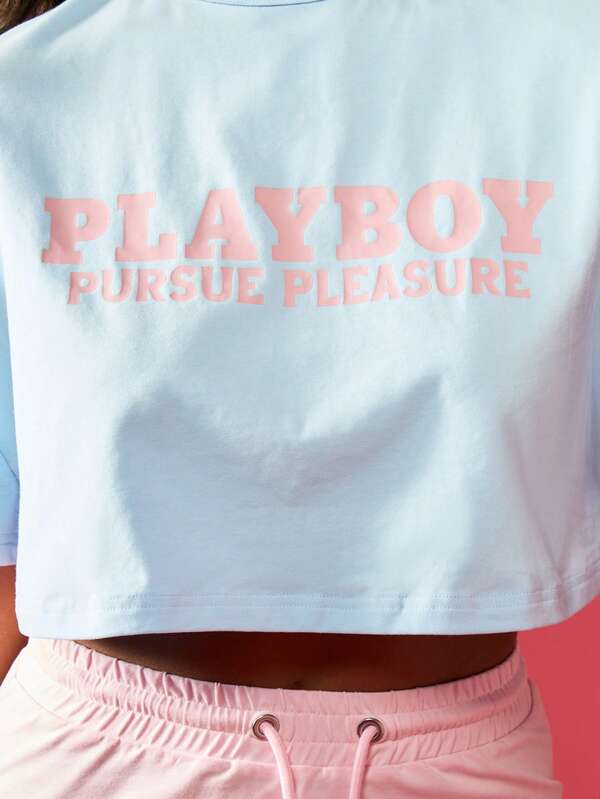 Missguided X Playboy Cropped Oversized Cotton Essential T-Shirt
