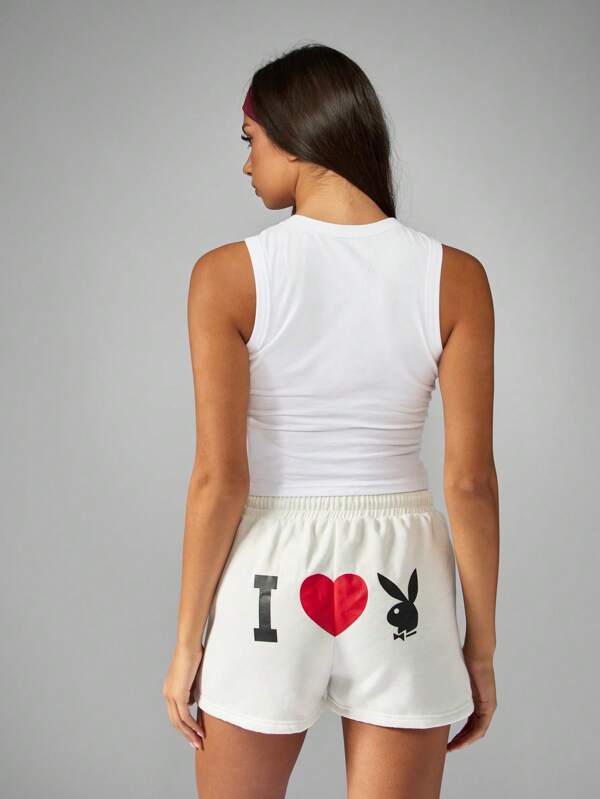 Missguided X Playboy Cropped Tank Top With Heart Logo Print