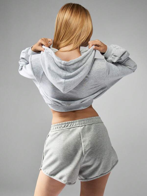 Missguided X Playboy Cropped Zip Up Hoodie With Drawstring Hood