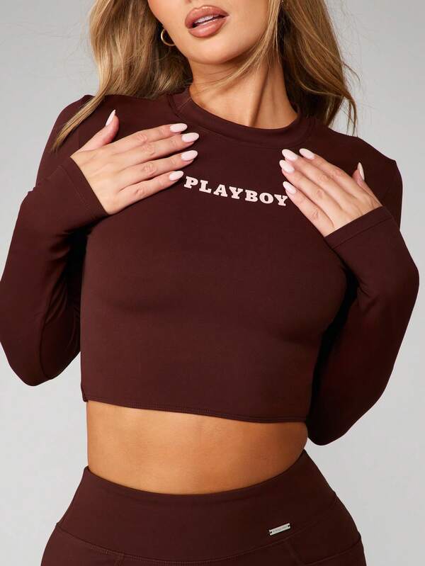 Missguided X Playboy Cross Back Crop Top With Logo