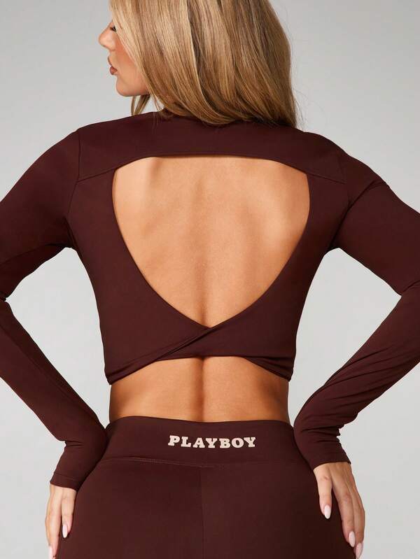 Missguided x Playboy Cross Back Crop Top With Logo
