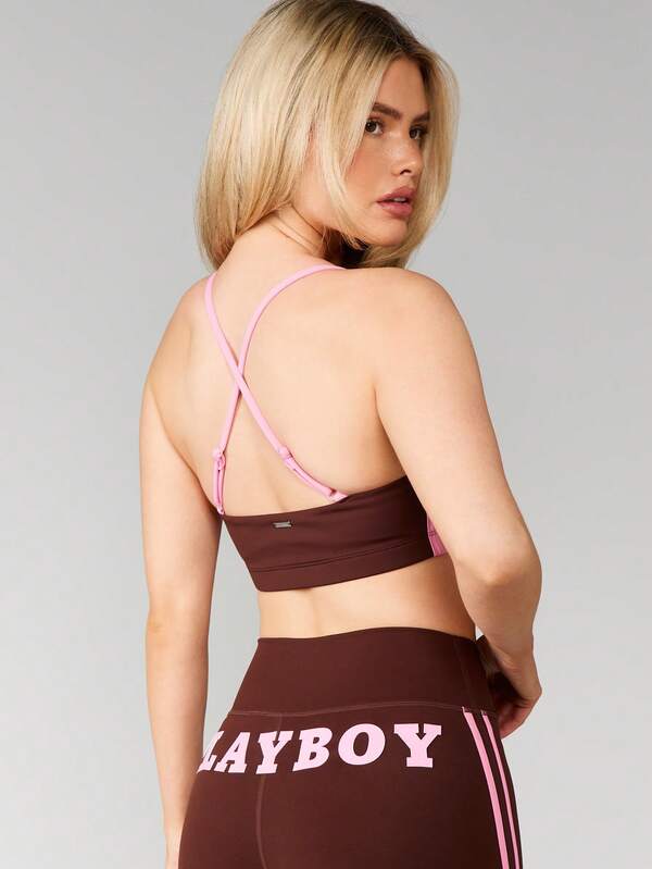 Missguided X Playboy Cross Back Strappy Sports Bra With Logo