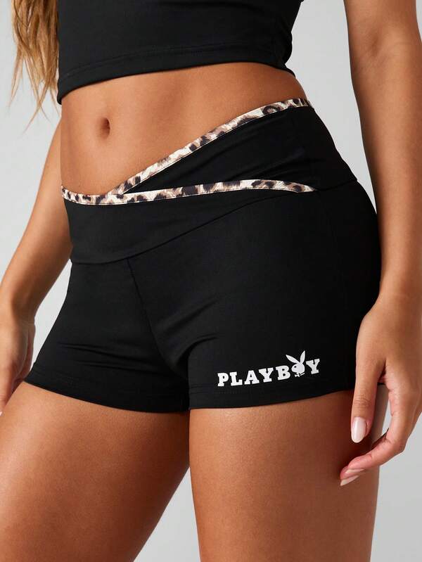 Missguided x Playboy Cross Waist Shorts With Contrast Trim
