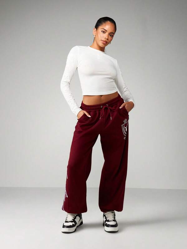 Missguided X Playboy Cuffed Joggers With Logo Emblem