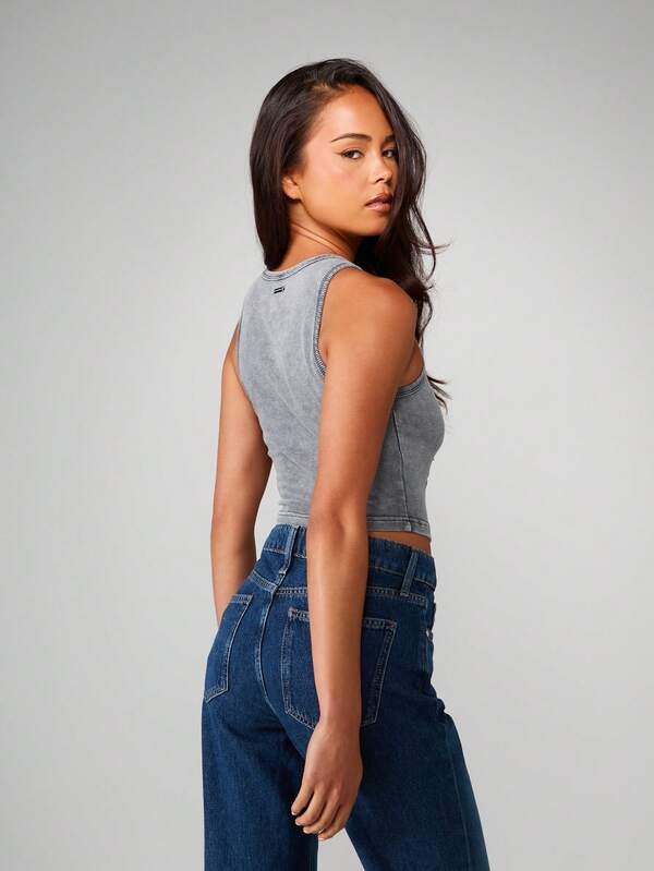 Missguided X Playboy Cut Out Tank Top With Rhinestone Detail