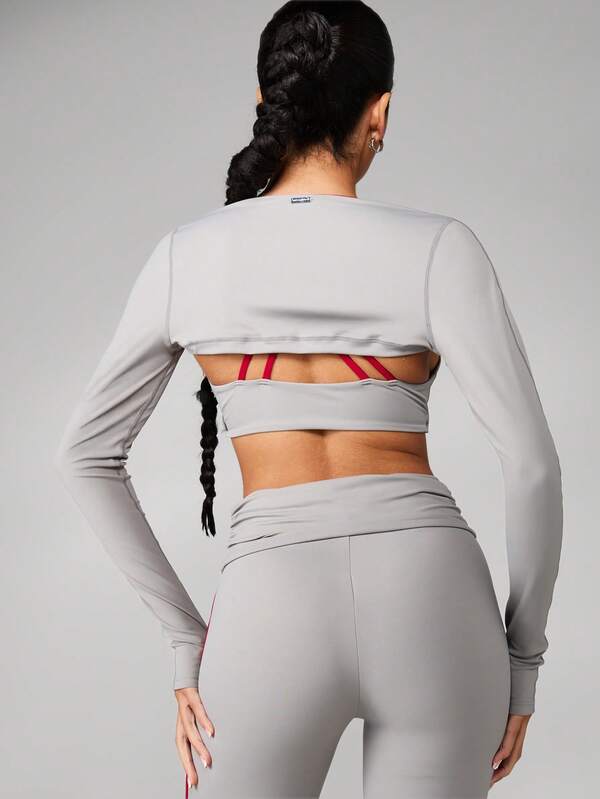 Missguided X Playboy Deep V-Neck Long Sleeve Crop Top