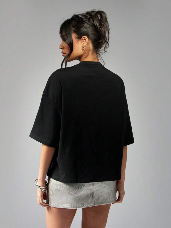 Missguided X Playboy Diamante Crystal Embellished Oversized T-Shirt