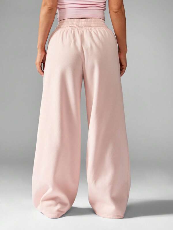 Missguided X Playboy Drawstring Fleece Wide Leg Logo Design Sweatpants