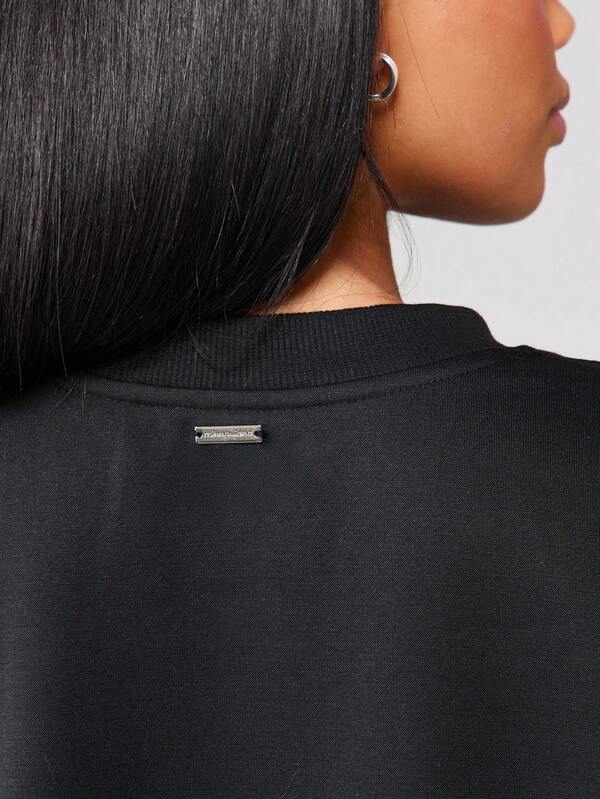 Missguided X Playboy Embossed Logo Crewneck Sweatshirt With Ribbed Trim
