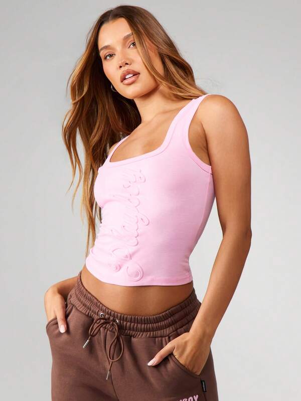 Missguided X Playboy Embossed Script Scoop Neck Cami
