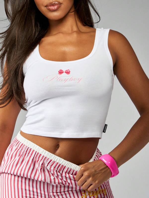 Missguided x Playboy Fashion Forward Fitted Scoop Neck Tank Top