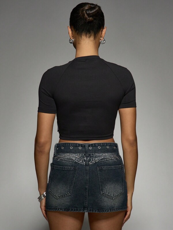Missguided X Playboy Fitted Crop Baby Tee With Heart Print