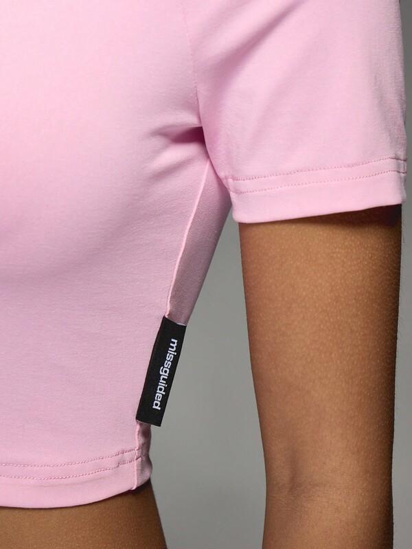 Missguided X Playboy Fitted Crop Top With Short Sleeves And Logo
