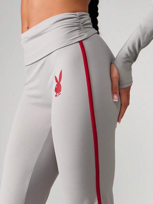 Missguided X Playboy Flare Sports Pants With Side Stripe