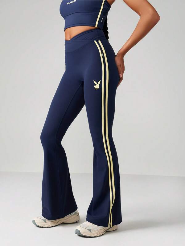 Missguided x Playboy Flared Track Pants With Side Stripes