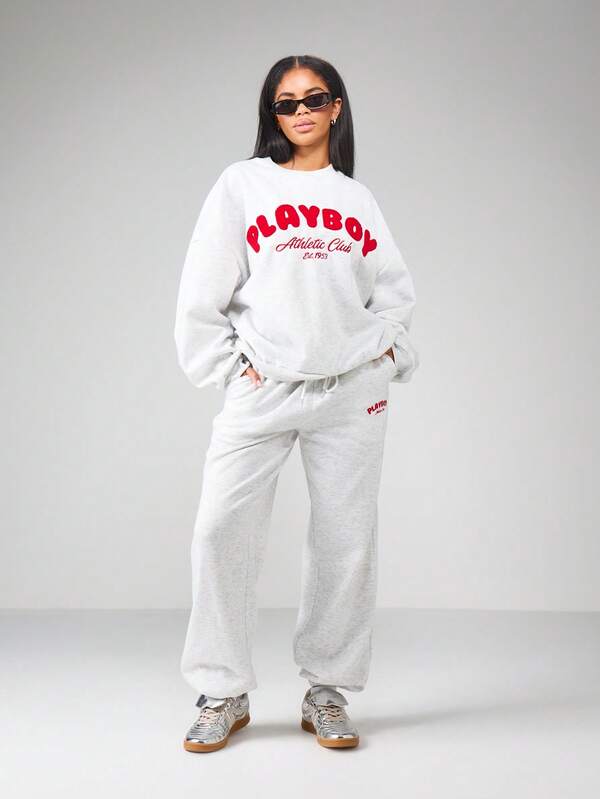Missguided X Playboy Graphic Crew Neck Sweatshirt With Front Logo Print