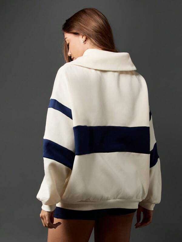 Missguided X Playboy Half Zip Retro Sports Style Pullover Sweatshirt