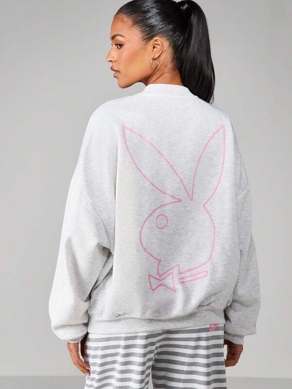 Missguided X Playboy Half Zip Sweatshirt With Script Print
