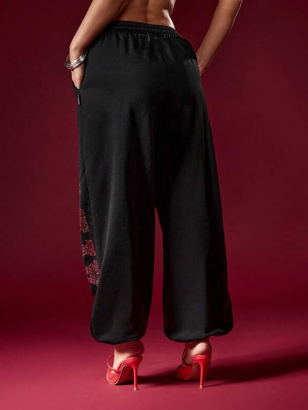 Missguided X Playboy Halloween Diamante Cuffed Joggers With Sparkle Detail