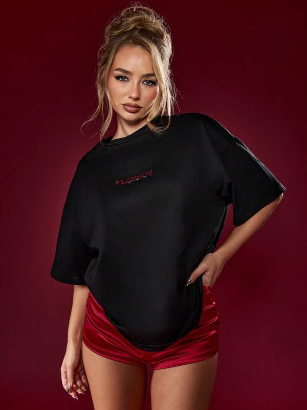 Missguided X Playboy Halloween Oversized T-Shirt With Diamante Logo