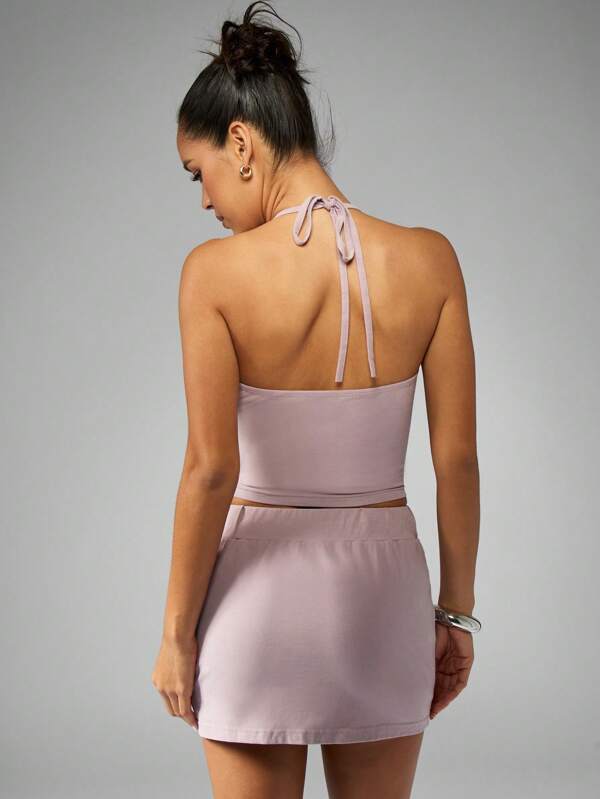 Missguided X Playboy Halter Neck Crop Lightweight Cami Tank Top