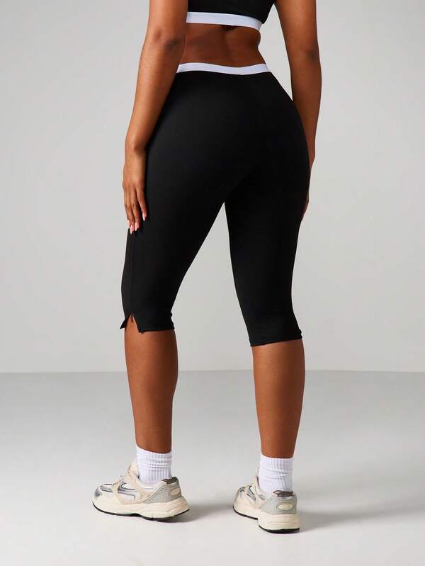 Missguided X Playboy High Rise Capri Leggings With Branded Waistband