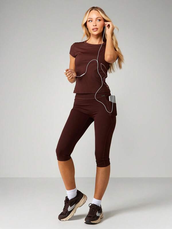 Missguided X Playboy High-Rise Capri Leggings With Athletic Fit