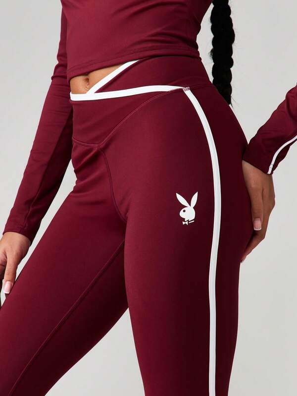 Missguided X Playboy High Rise Flare Pants With Side Stripes