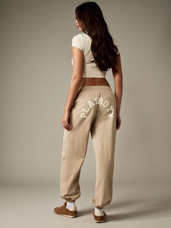 Missguided x Playboy High Rise Jogger Pants With Logo