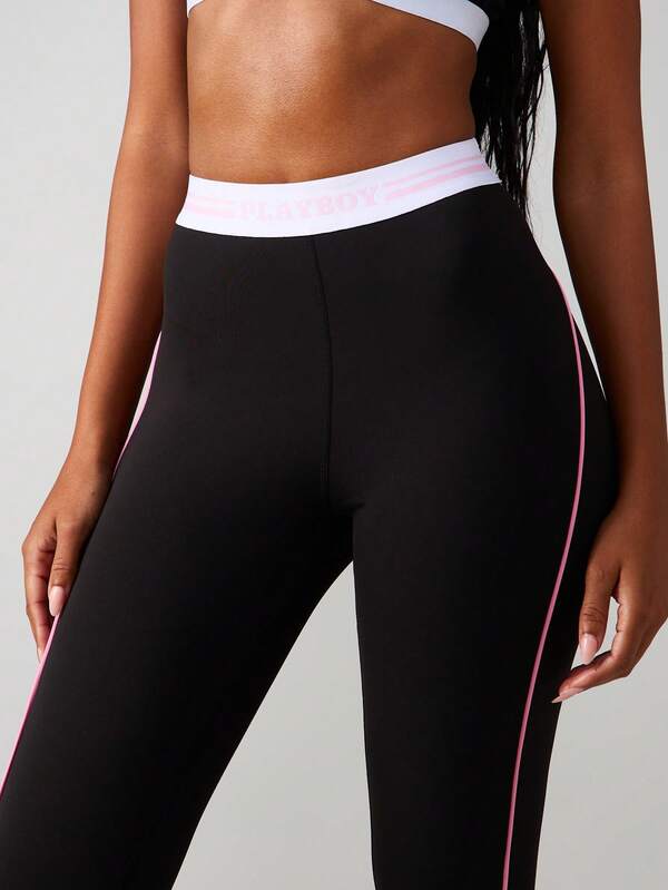 Missguided X Playboy High Rise Leggings With Side Stripe