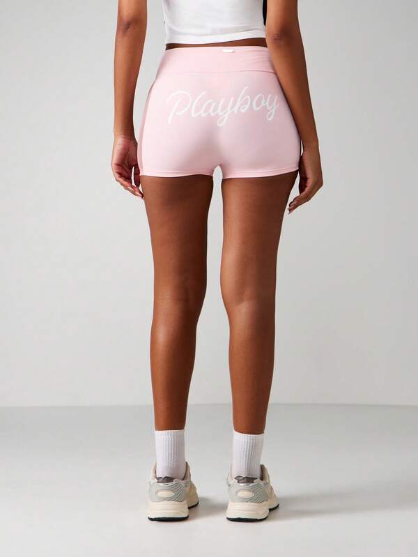 Missguided X Playboy High Rise Shorts With Cut Out Detail