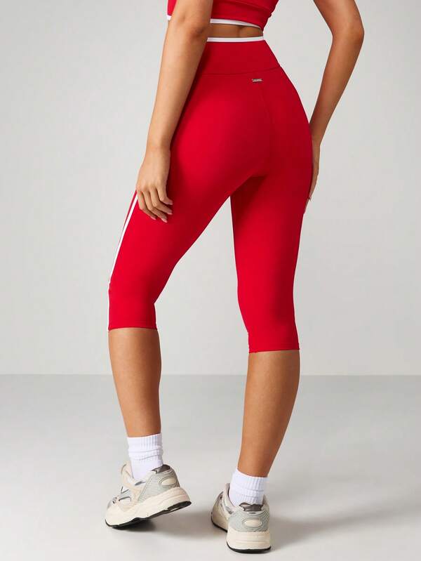 Missguided X Playboy High Waisted Capri Leggings With Contrast Trim
