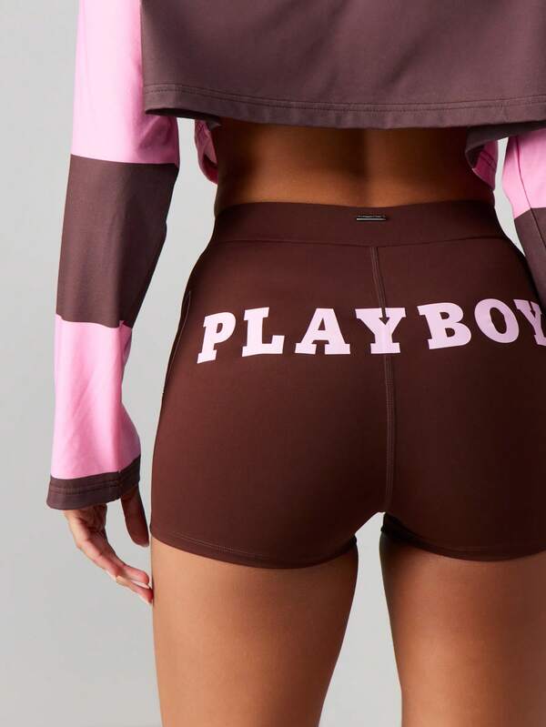 Missguided x Playboy High Waisted Cycling Shorts With Logo Print
