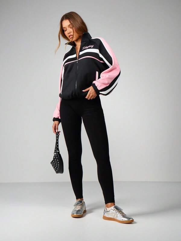 Missguided X Playboy High Waisted Embossed Leggings With Stretch
