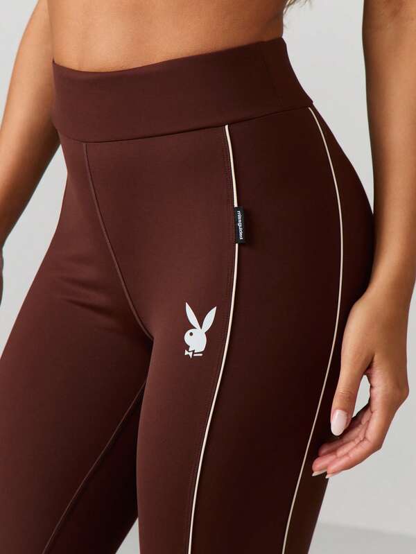 Missguided X Playboy High Waisted Leggings With Contrast Piping