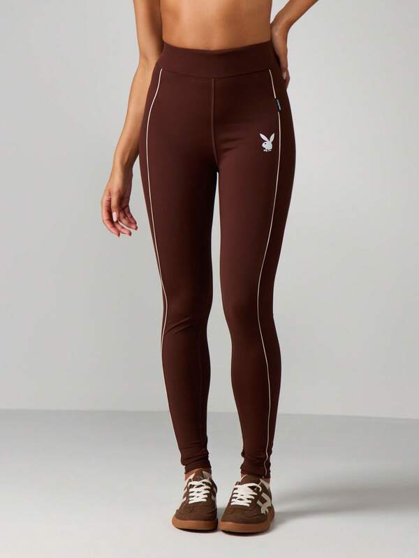 Missguided x Playboy High Waisted Leggings With Contrast Piping