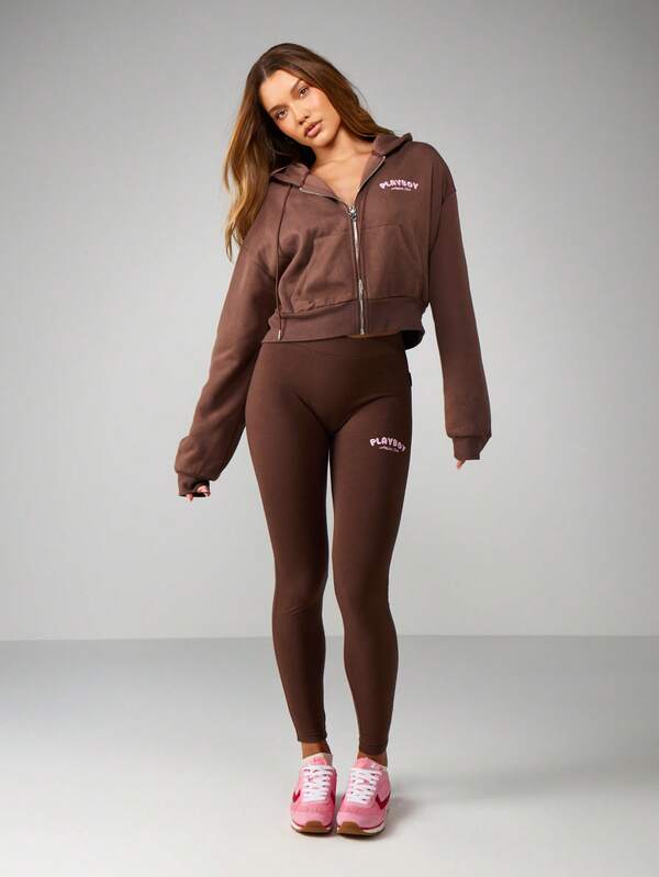 Missguided X Playboy High Waisted Leggings With Logo Print