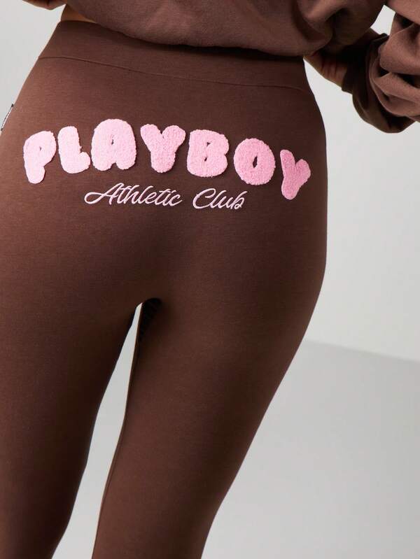 Missguided X Playboy High Waisted Leggings With Logo Print