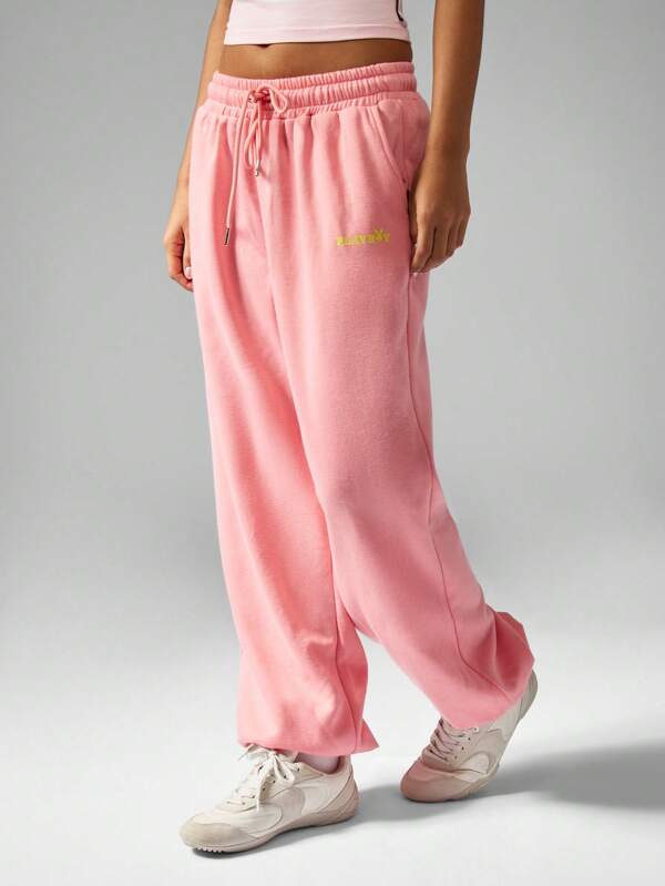 Missguided X Playboy High Waisted Loose Wide Leg Everyday Comfort Sweatpants