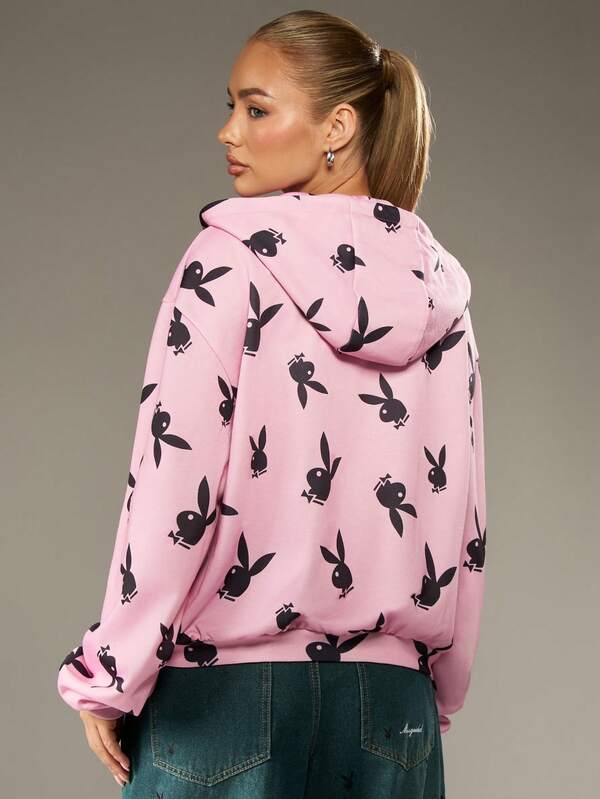 Missguided X Playboy Hooded Sweatshirt With Print